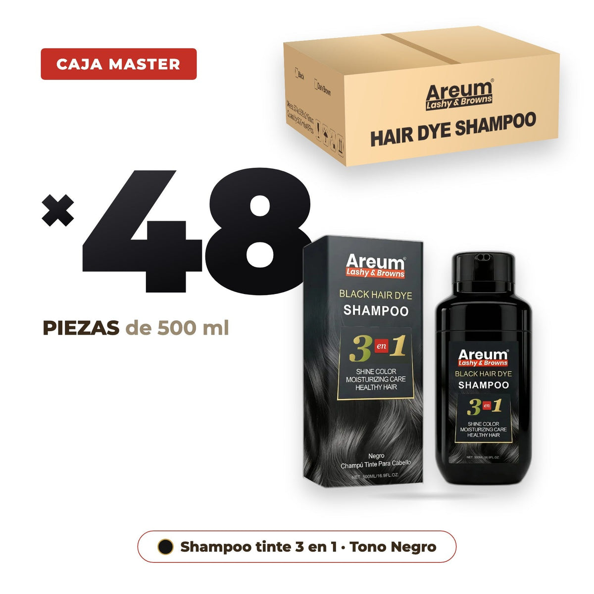 Caja Master 48 pzas Shampoo Tinte Areum