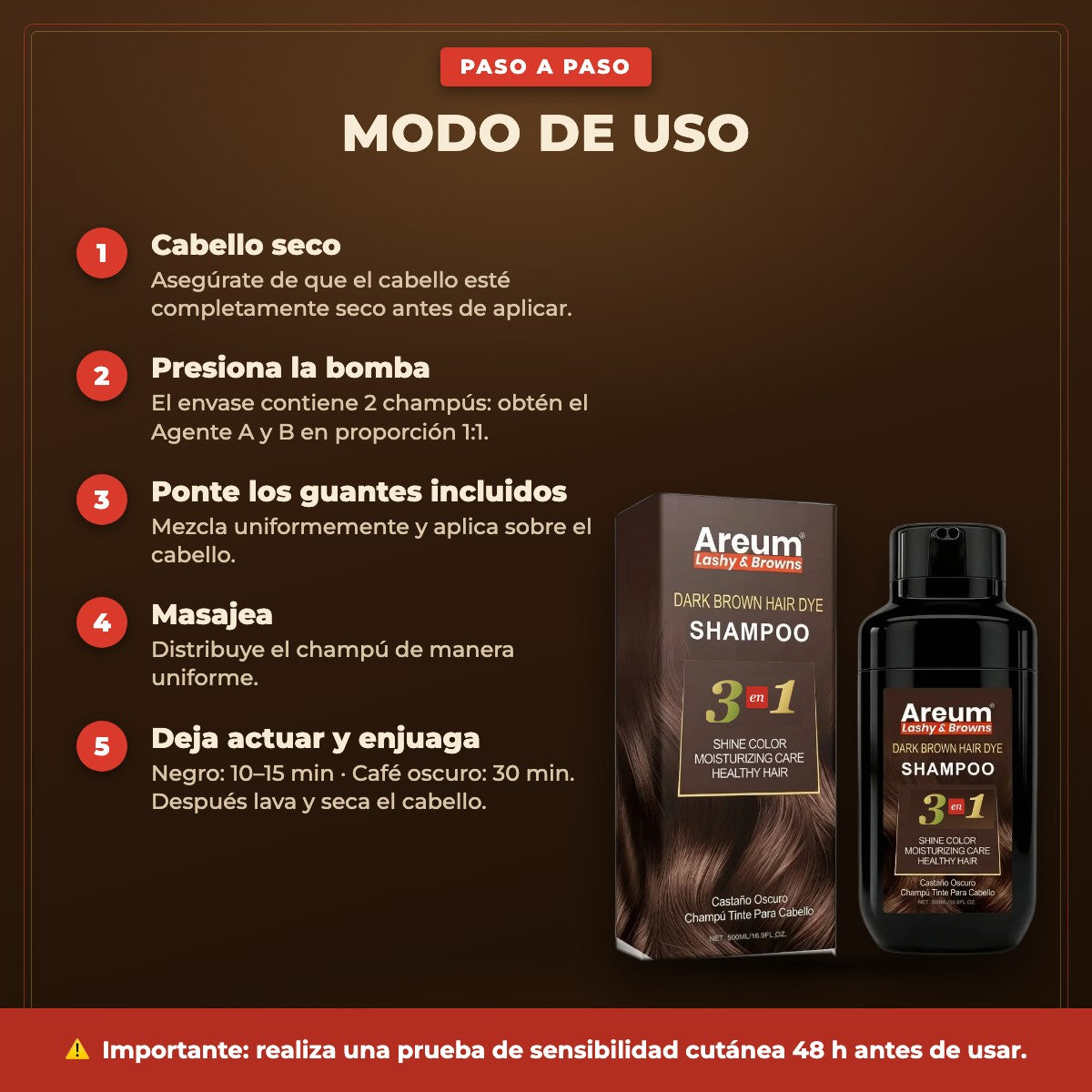 Shampoo Tinte Areum 3 en 1