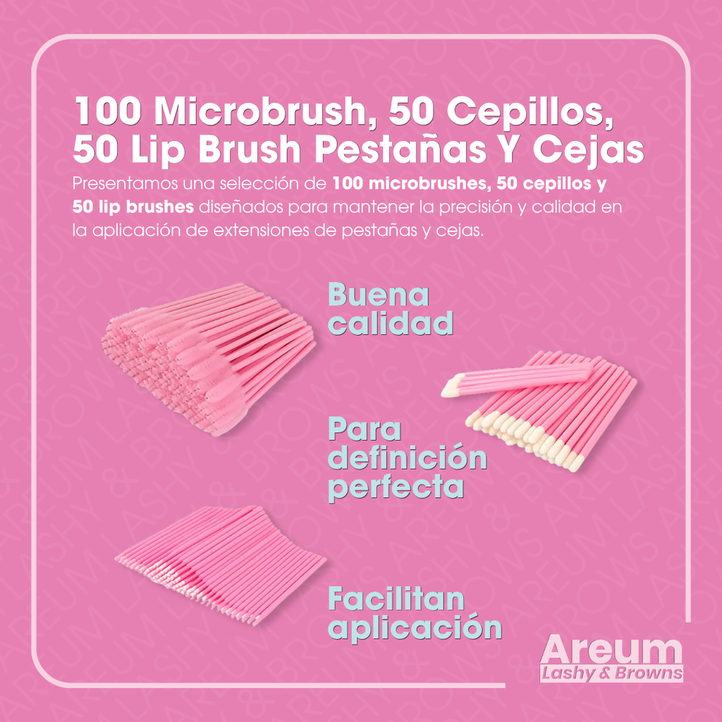 100 Microbrush, 50 Cepillos, 50 Lip Brush Pestañas Y Cejas Color Al Azar