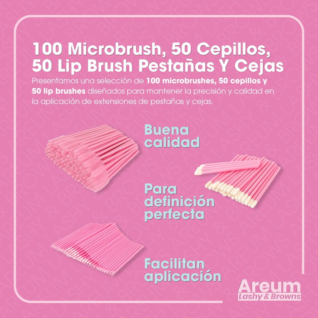 100 Microbrush, 50 Cepillos, 50 Lip Brush Pestañas Y Cejas Color Al Azar