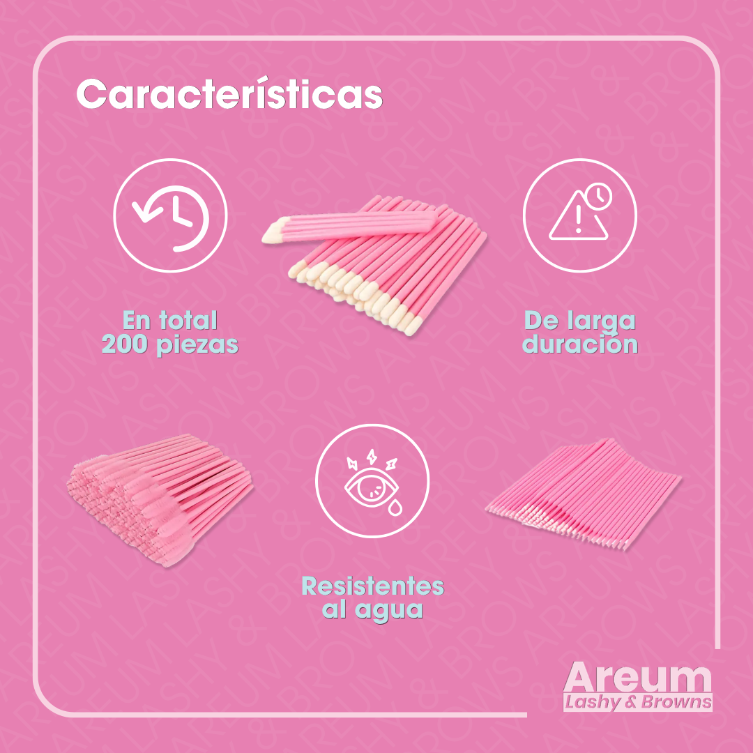 100 Microbrush, 50 Cepillos, 50 Lip Brush Pestañas Y Cejas Color Al Azar