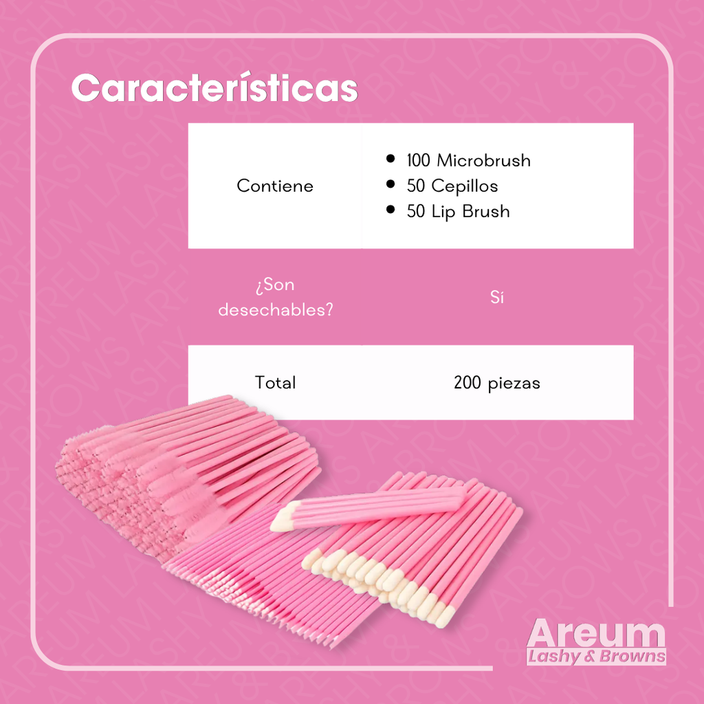 100 Microbrush, 50 Cepillos, 50 Lip Brush Pestañas Y Cejas Color Al Azar