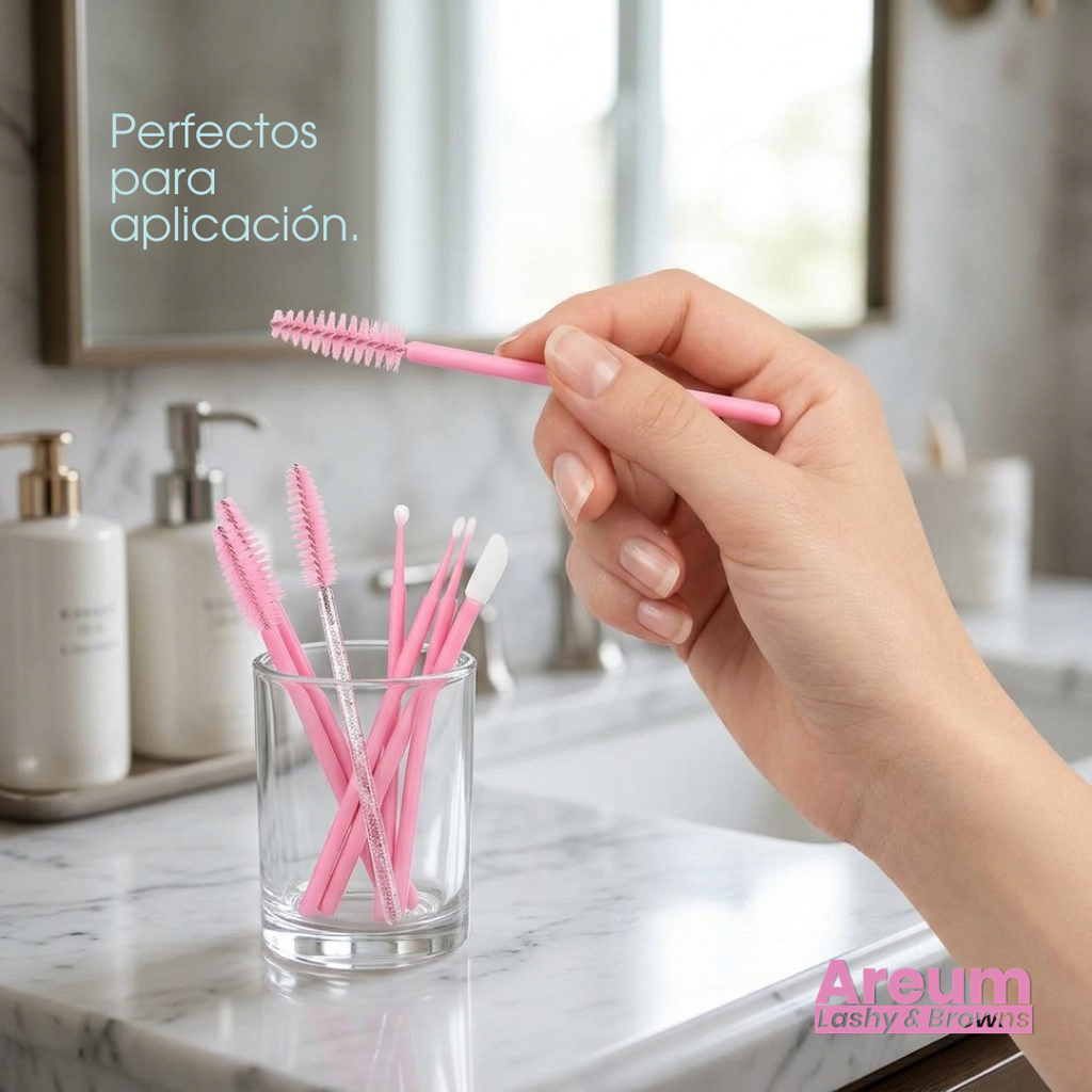 100 Microbrush, 50 Cepillos, 50 Lip Brush Pestañas Y Cejas Color Al Azar