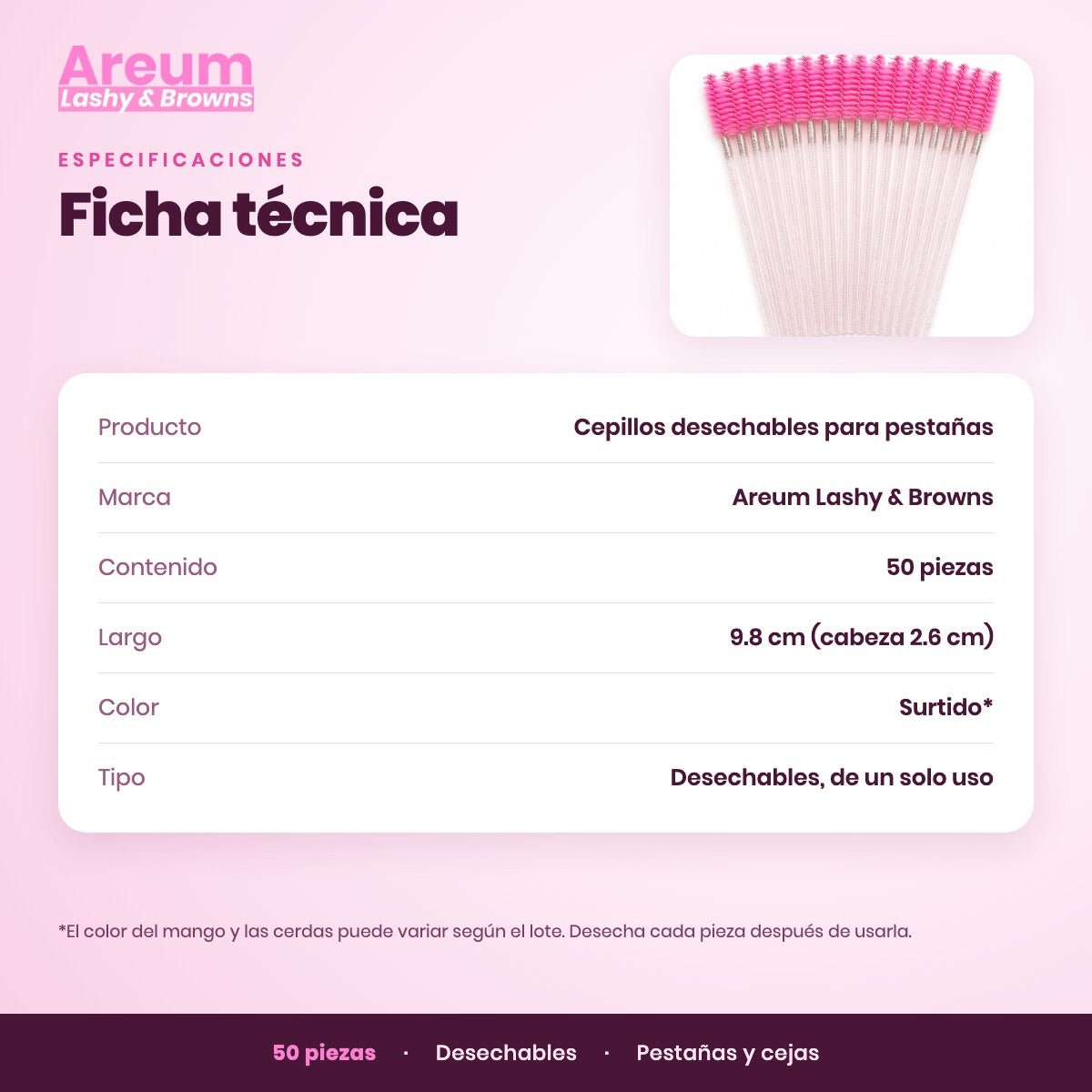 Cepillos Desechables Areum — Ficha técnica | Areum Lashy & Browns