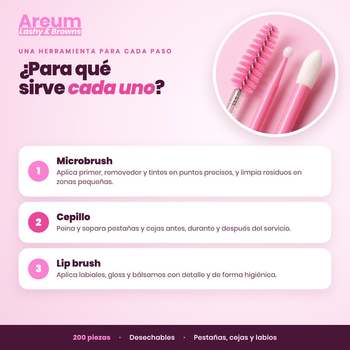 Kit 200 Aplicadores Areum — Para qué sirve | Areum Lashy & Browns