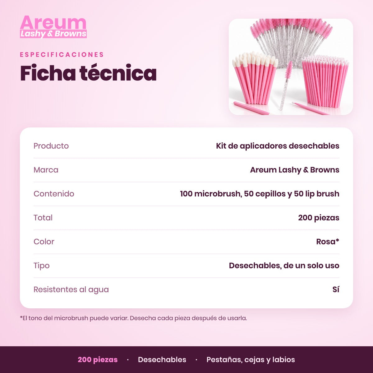Kit 200 Aplicadores Areum — Ficha técnica | Areum Lashy & Browns