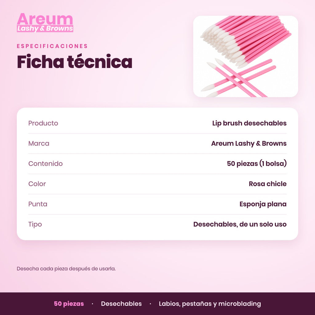 Lip Brush Desechables Areum — Ficha técnica | Areum Lashy & Browns