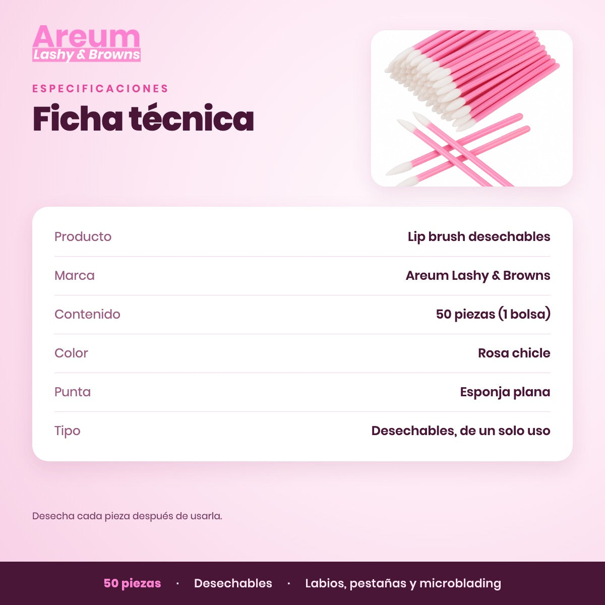 Lip Brush Desechables Areum — Ficha técnica | Areum Lashy & Browns