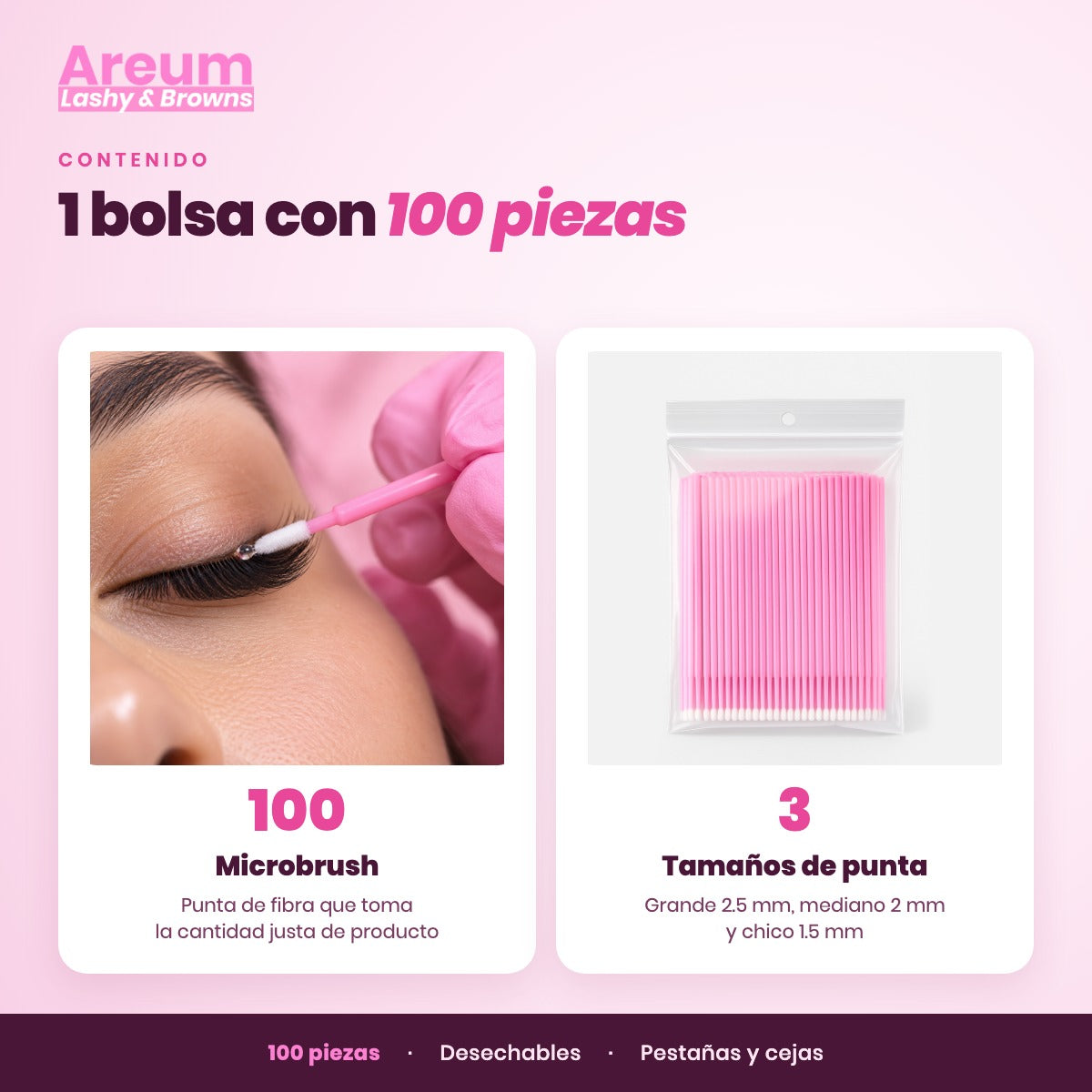 Microbrush Desechables Areum — Qué incluye | Areum Lashy & Browns