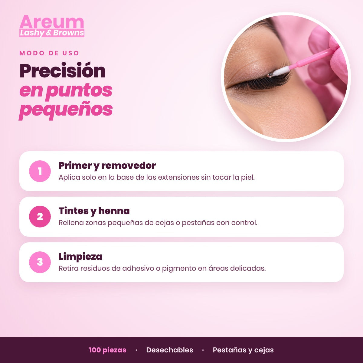Microbrush Desechables Areum — Usos | Areum Lashy & Browns