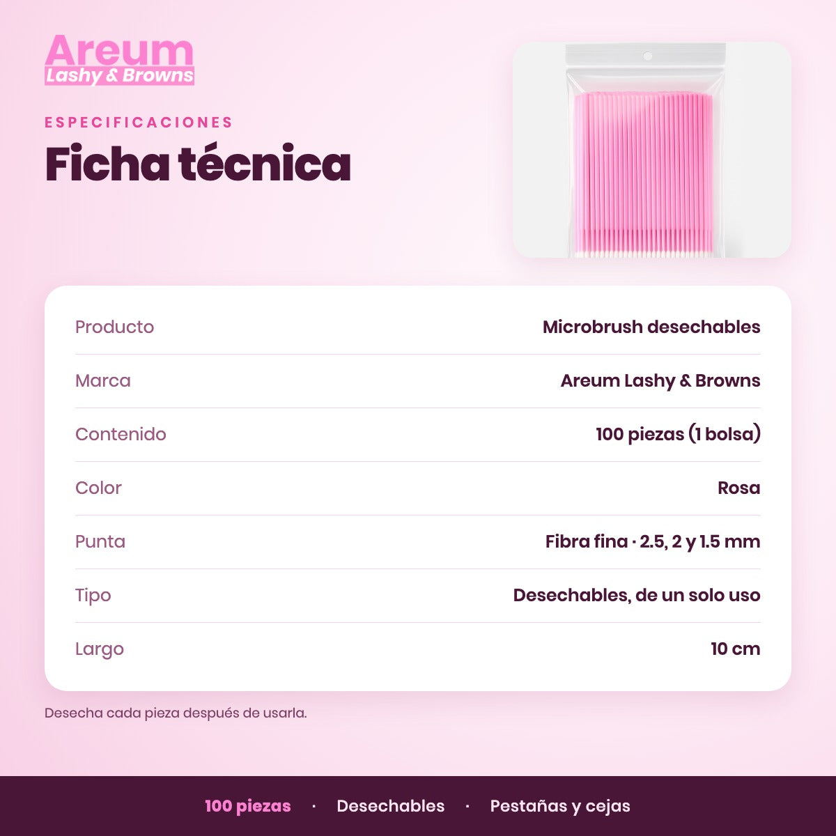 Microbrush Desechables Areum — Ficha técnica | Areum Lashy & Browns