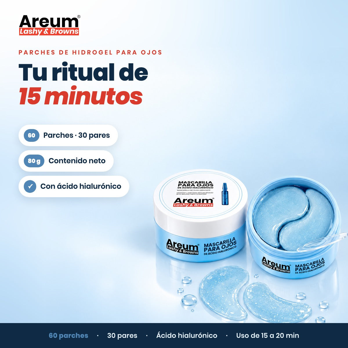 Parches de Hidrogel para Ojos Areum — Portada beneficio | Areum Lashy & Browns