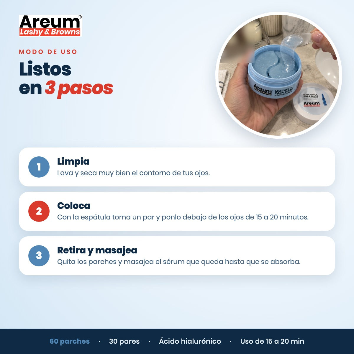Parches de Hidrogel para Ojos Areum — Usos | Areum Lashy & Browns