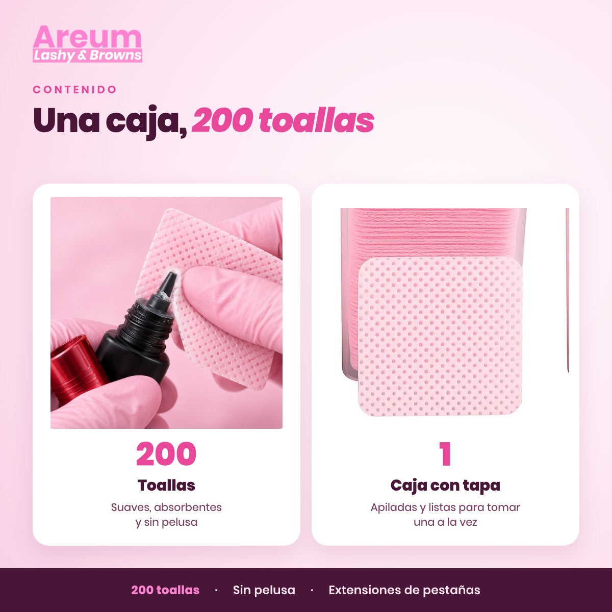 Toallitas sin Pelusa Areum — Qué incluye | Areum Lashy & Browns